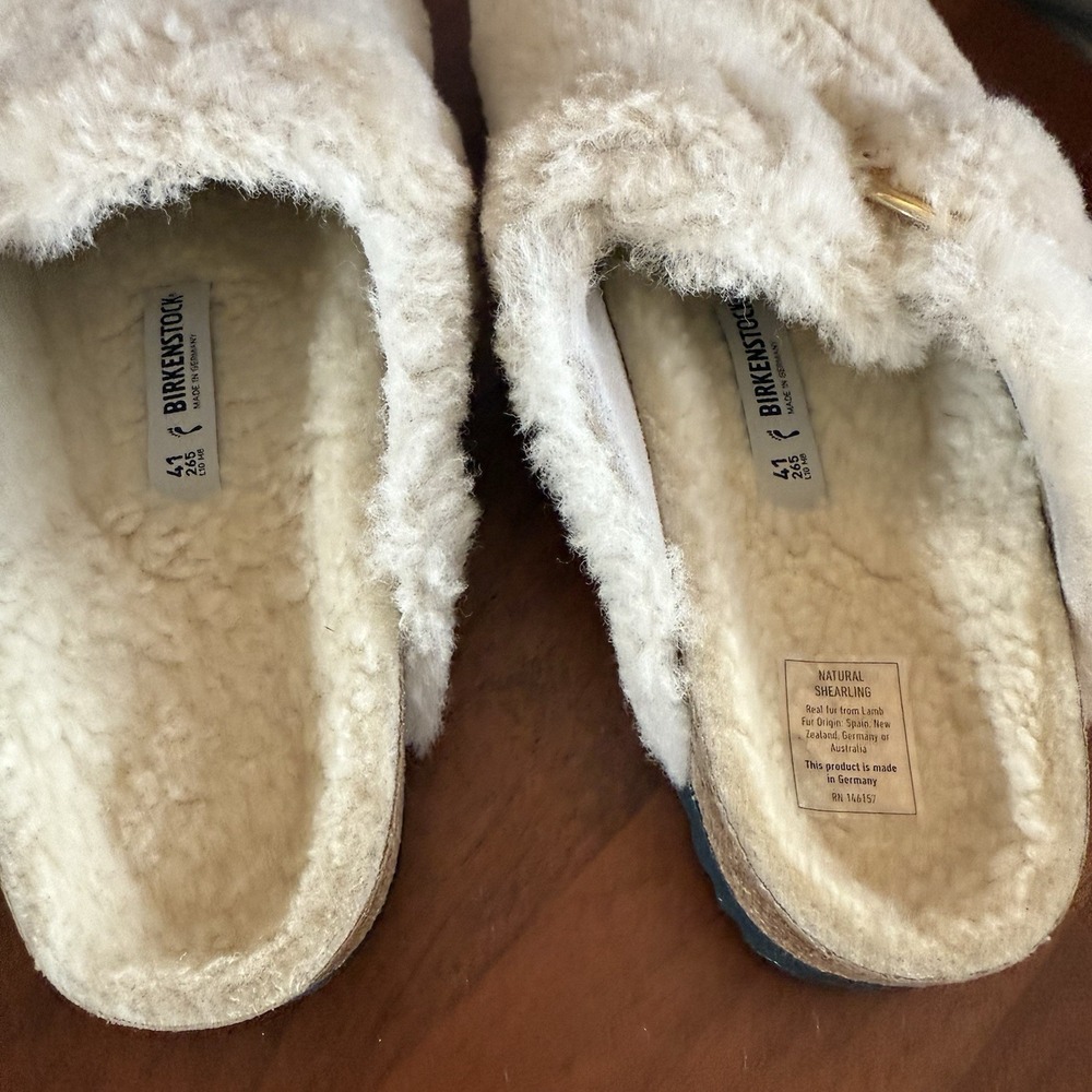 Birkenstock BOSTON BIG BUCKLE TEDDY Rivet Logo OS Eggshell EU41/M9/W11 Narrow - Picture 11 of 15